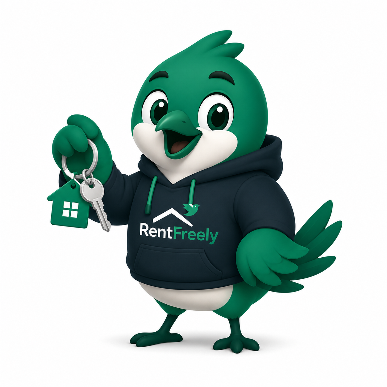 RentFreely mascot — your guide to rentals in Uganda